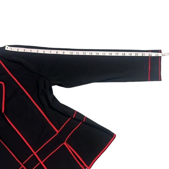 Ming Wang Black and Red Open Front Long Sleeve Knit Cardigan Size Large - Picture 12 of 12